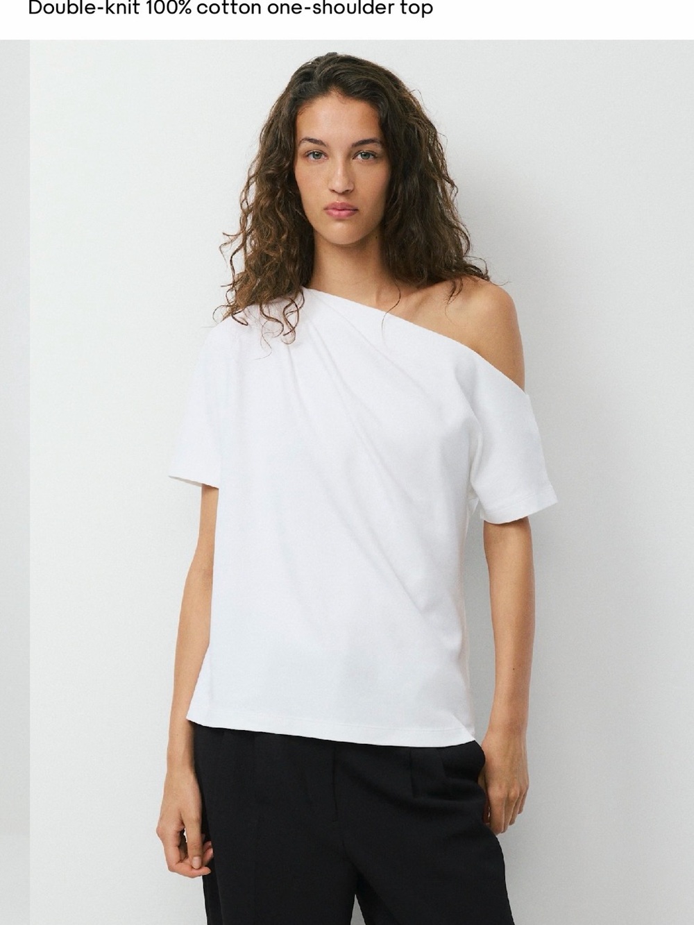 Babaton Asymmetrical One-Shoulder White Camisole
